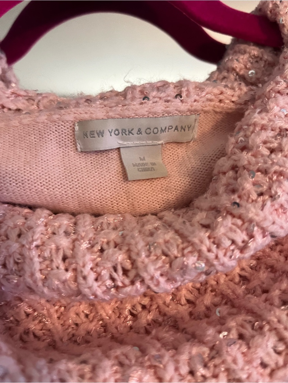 New York & Company pink sequin cowl sweater - Picture 5 of 5